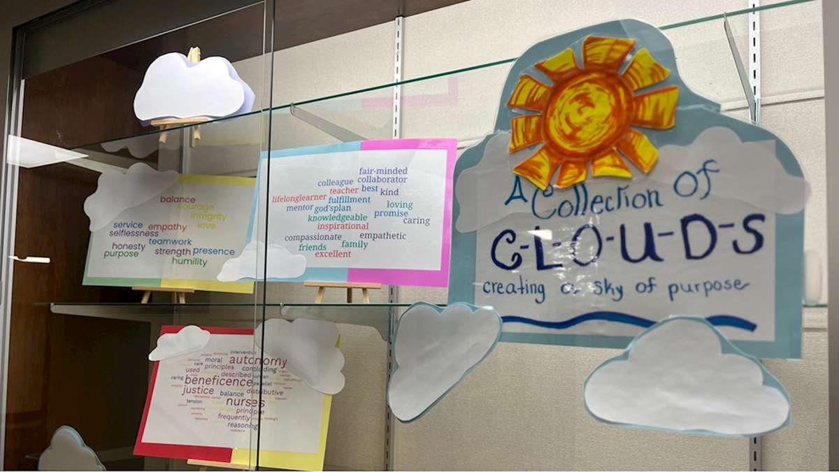 Members of the WVU School of Nursing created word clouds to reflect on their purpose.